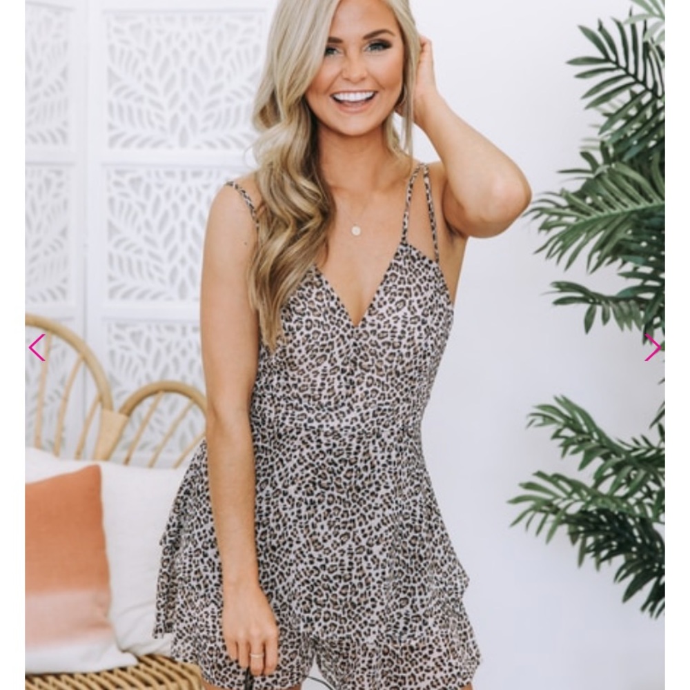 Pink leopard print romper - Make me an Offer!